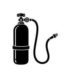 Oxygen Tank with Hose and Regulator for Diving or Medical Use.