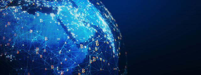 Global Technology Blockchain Network Concept.