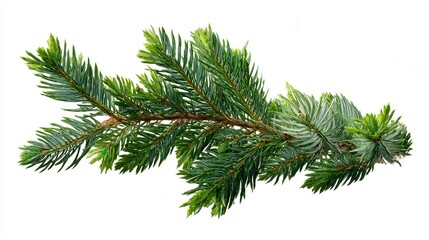 Obraz premium Christmas tree branch piece isolated on white background