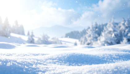 Fototapeta premium high-detail snow texture with sparkling highlights, icy cold tone, pure winter backdrop, holiday theme