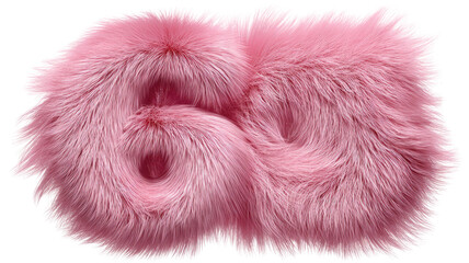 Pink fur 60 number with soft fluffy texture and bold decorative numeric shape for playful styling isolated on white background.