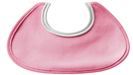  Pink baby bib with soft fabric texture and gentle curved shape designed for clean feeding protection isolated on white background.