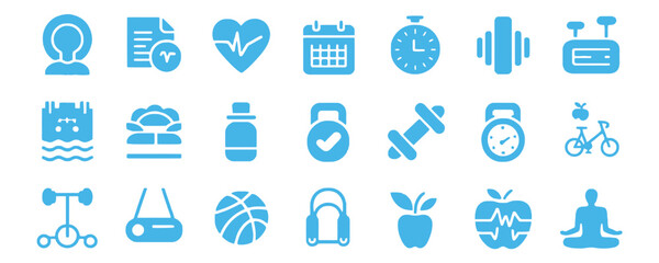 Vibrant wellness icons for modern health apps and fitness promotions inspire healthy lifestyles with simple, clear visuals and a clean design