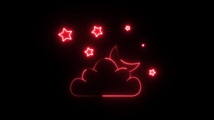  a red LED neon sign in the shape of a cloud, moon, and stars. The warm, soft light is suitable for bedrooms, game rooms, or living rooms.  - Powered by Adobe
