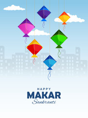 vector illustration of Happy Makar Sankranti background with colorful kite