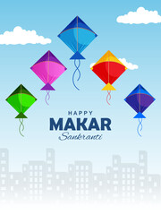 vector illustration of Happy Makar Sankranti background with colorful kite