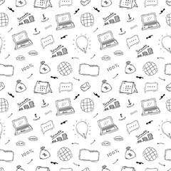 hand drawn business seamless pattern background