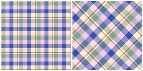 Muted Plaid and Tartan Checkered Seamless Patterns