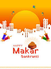 vector illustration of Happy Makar Sankranti background with colorful kite
