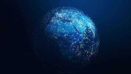 Global blockchain network, bitcoin nodes, digital finance background, cryptocurrency technology, data flow sphere, decentralized finance concept, fintech cyber world - Powered by Adobe