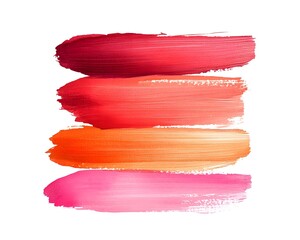 Four vibrant shades of cosmetic pigment smears stacked vertically against a white background