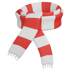 3D Rendered Red and White Striped Winter Scarf icon 