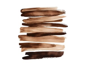 Stacked horizontal brush strokes display various shades of rich brown tones on a white background