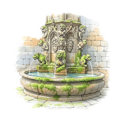 Old fountain with water basin statue sculpture historical architecture landmark garden outdoor park landmark public space sightseeing