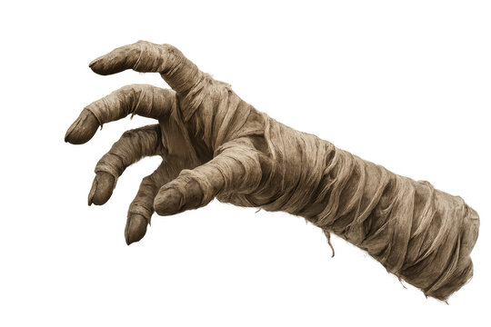 Mummy hand reaching, a scary undead monster arm with bandages for halloween horror and ancient curse concepts - Powered by Adobe