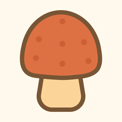 Minimal Kawaii Mushroom Icon – Simple Cute Forest Vector Illustration