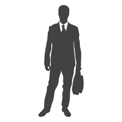 Businessman silhouette standing with bag