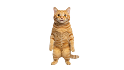 Ginger tabby cat standing up isolated PNG with Transparent Background
