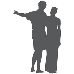 Casual lovers silhouette