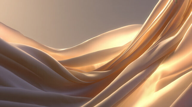 Abstract flowing golden fabric with soft light and shadow - Powered by Adobe