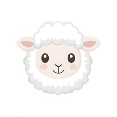Adorable cartoon depiction of a fluffy sheep face isolated on white
