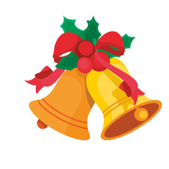 Naklejka premium Christmas bells mistletoe cartoon