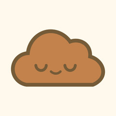 Cute Sleeping Cloud Character – Kawaii Weather Cartoon Icon Vector