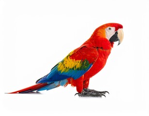 Fototapeta premium ColoRed bishop bird standing on white backgroundrful Tropical Bird on White Background