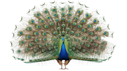 Peacock displaying its vibrant plumage isolated PNG with Transparent Background