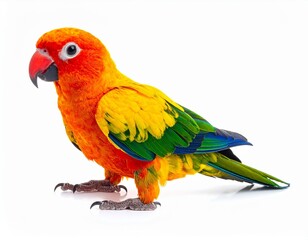 Obraz premium ColoRed bishop bird standing on white backgroundrful Tropical Bird on White Background