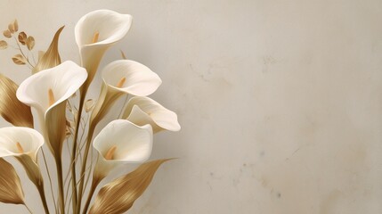 Business and career development concept with elegant white calla lilies for professional branding and corporate reports.