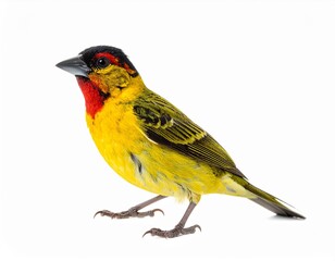 Fototapeta premium ColoRed bishop bird standing on white backgroundrful Tropical Bird on White Background