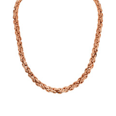 Chain-necklace-circle chain-rope chain-gold chain-gold coil chain-hanging-men's chain-modern-stylish-fashionable-white background-brown