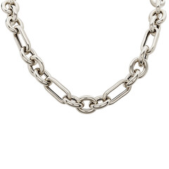 Chain-necklace-circle chain-rope chain-gold chain-hanging-men's chain-modern-stylish-fashionable-white background.