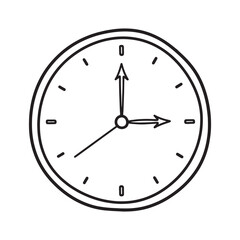 Simple Line Art Clock Illustration Showing 12 15 Vector Graphics Isolated Design Time Timepiece Minimalist Style Outline