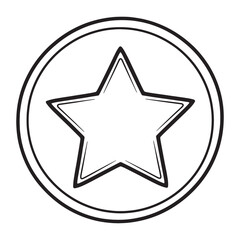 Starry Symbolism Achievement Success Recognition Black and White Celestial Star within Circle Icon Art Graphic Design