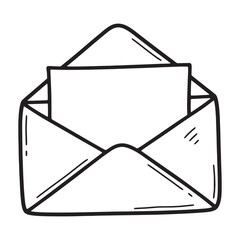 Open Envelope Sketch Stationery Paper Mail Graphic Illustration of Letter Communication Correspondence Invitation Artful
