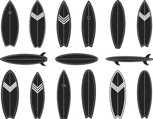Collection of Surfboards A black and white vector illustration of surfboards