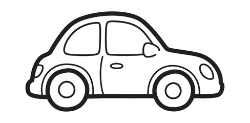 Black And White Cute Car Illustration Classic Design Vehicle Outlines Transportation Style Automotive Drawing Cartoon