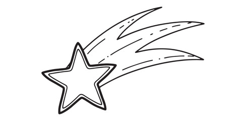 Sketchy Starry Wonder Shooting Star Vector Celestial Icon Cosmic Magic Space Clip Art Night Sky Sign Drawn Star Wish