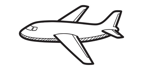 Black and White Airplane Drawing for Kids Printable Plane Travel and Aviation Art Simple Aircraft Illustration