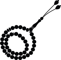 Black rosary beads silhouette for prayer and meditation symbolism