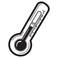 Black and White Thermometer Illustration Medical Temperature Check Healthcare Diagnostics Clinical Tool Virus Detection