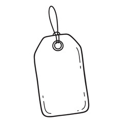 Isolated Hanging Tag Black and White Clipart Blank Label Design for Pricing Gifts Merchandise and Store Sale Promotion