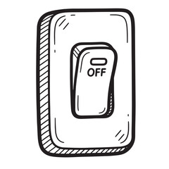 Switch Off Vector Illustration Hand Drawn Sketch Style Black And White Symbol Off Button Electrical Circuit Breaker