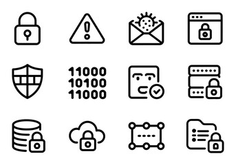Set of security icons. Simple line vector design for data protection and privacy isolated