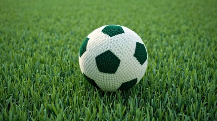 ニットのサッカーボールと芝生