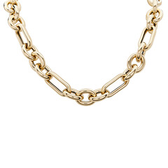 Chain-necklace-rope chain-gold chain-gold coil chain-hanging-men's chain-modern-stylish-fashionable-white background.