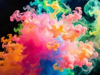 Fototapeta premium Colorful smoke bomb effect with vibrant swirling colors and smoke plumes, swirling, abstract