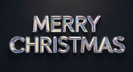 Sparkling merry christmas wishes with iridescent letters on a dark background for festive holiday greetings and seasonal celebrations